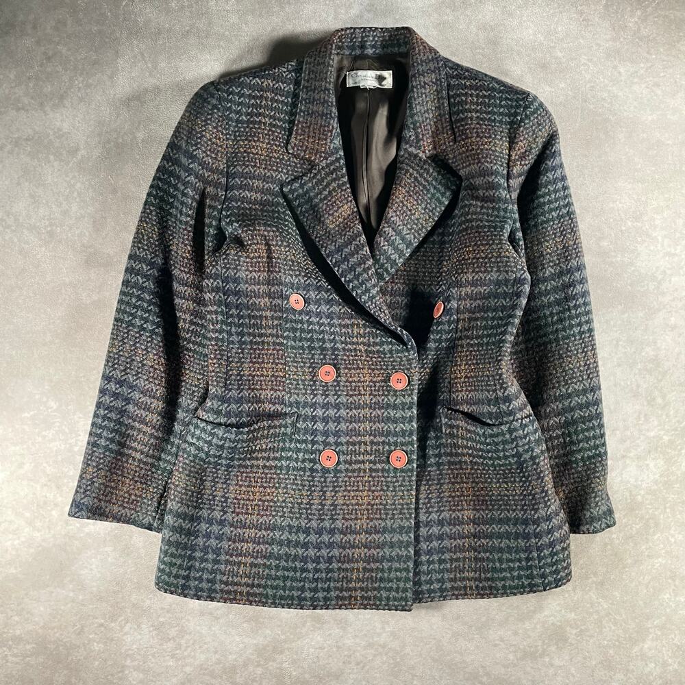 80’s Christian Dior Separates Multicolor Multipattern Button Down Wool Blazer